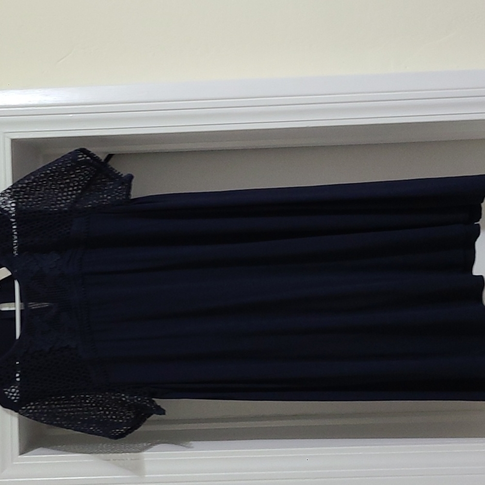 Loft large Blue Lace Swing dress